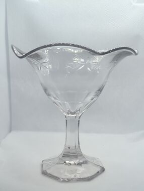 Vintage Manganese Sherbet Dish Compote with Scalloped Rim